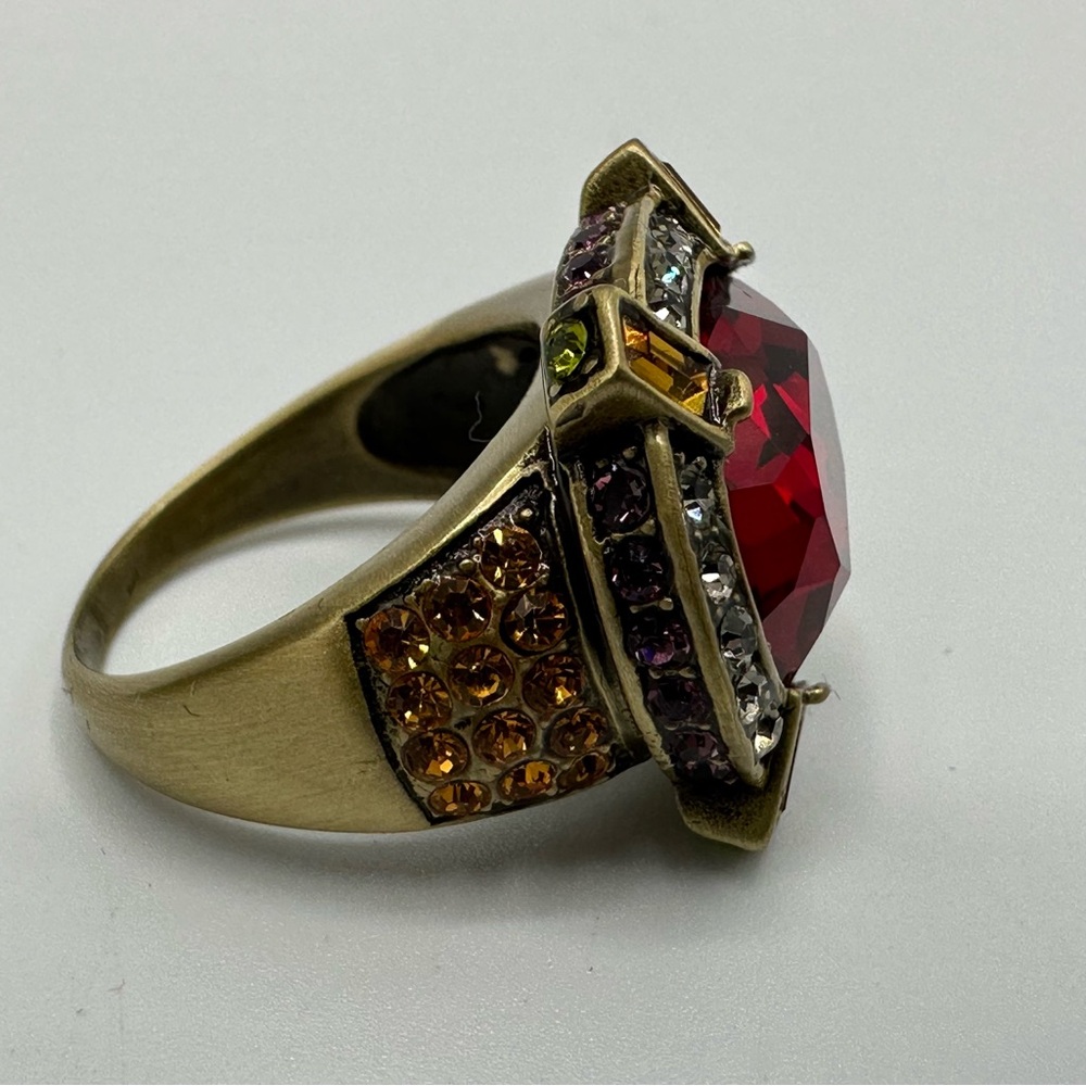 Heidi Daus Red Crystal Cocktail Ring Size 10 NWT - Picture 7 of 14